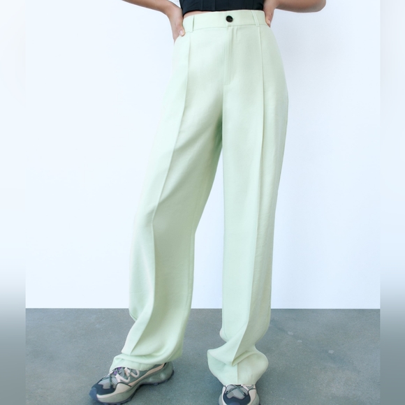 Zara light green wide leg trousers - Picture 1 of 4